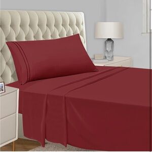 Luxury Burgundy Bed Sheet Set